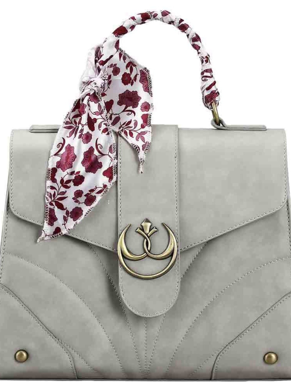 Bioworld Light Gray Satchel with Floral Accent Scarf